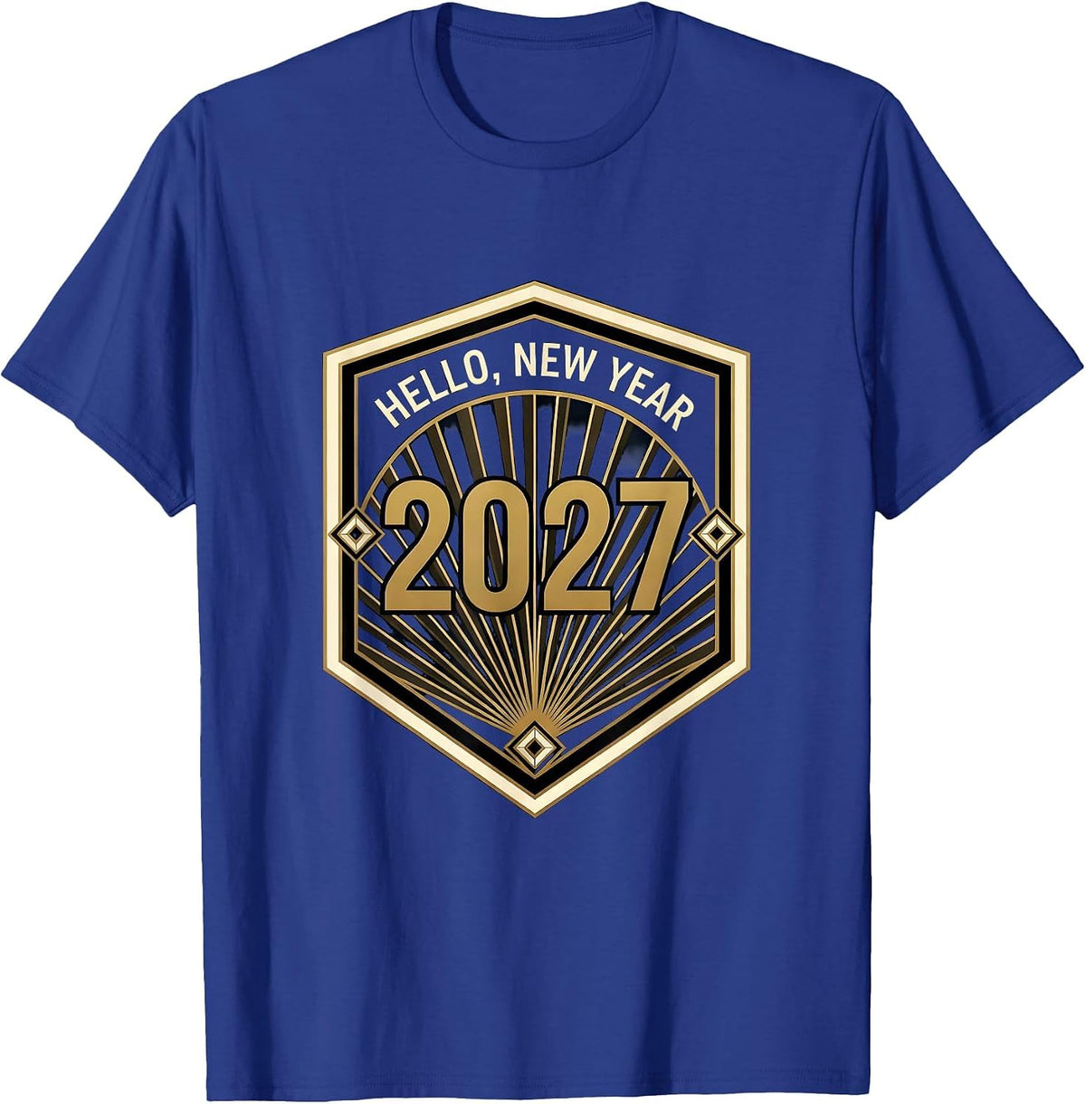 Men's Hello, New Year 2027 Art Deco Party Host Family Matching T-Shirt - Royal Blue