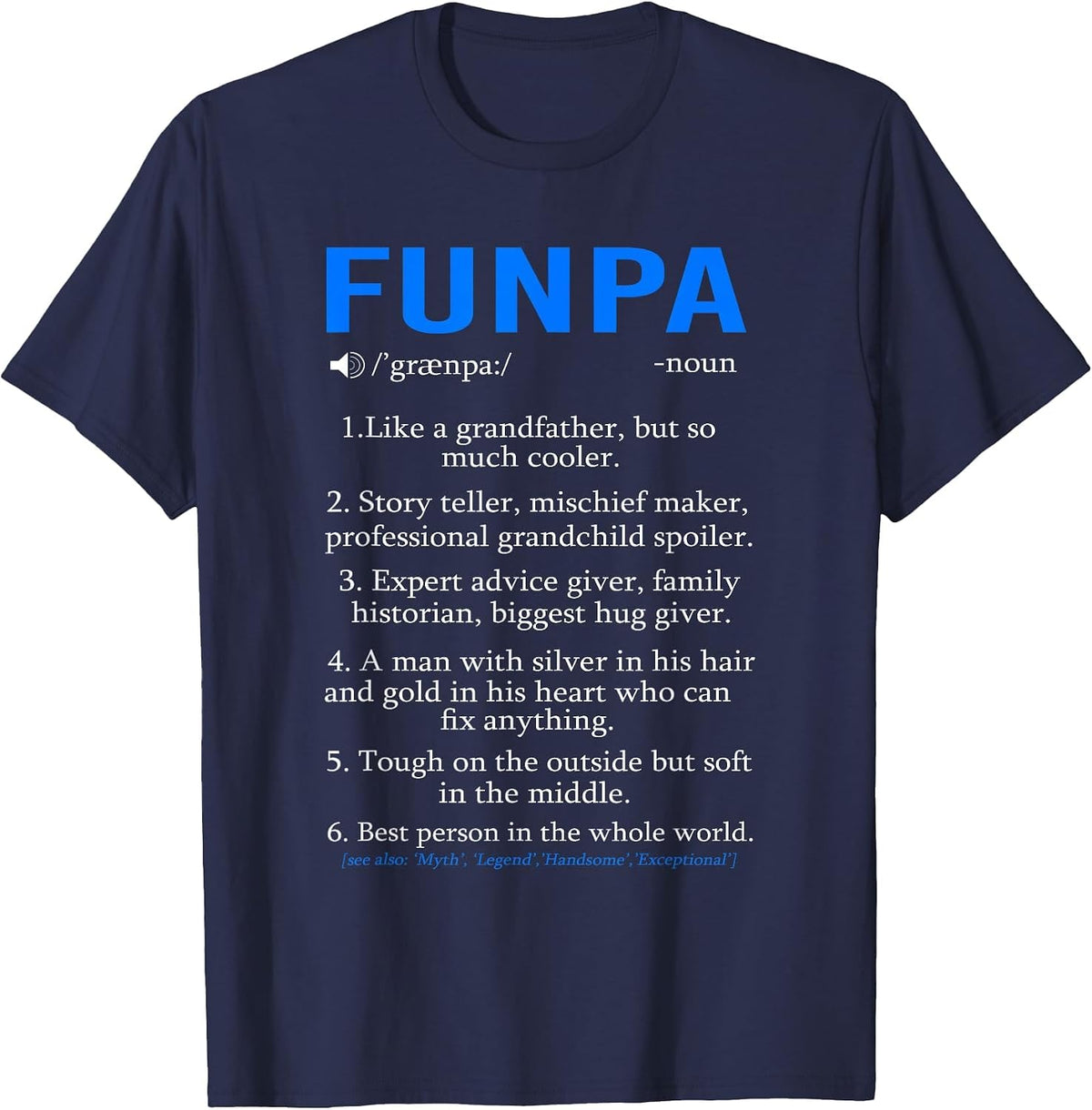 Funpa Definition Shirt Grandpa Fathers Day T-Shirt - Navy Blue