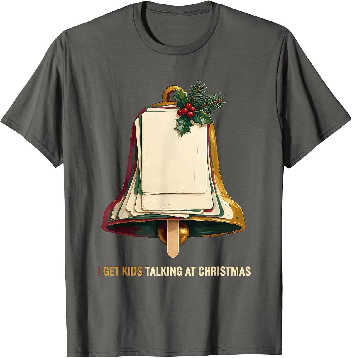 Men's I Get Kids Talking at Christmas Speech Therapist SLP Holiday T-Shirt - Asphalt Grey