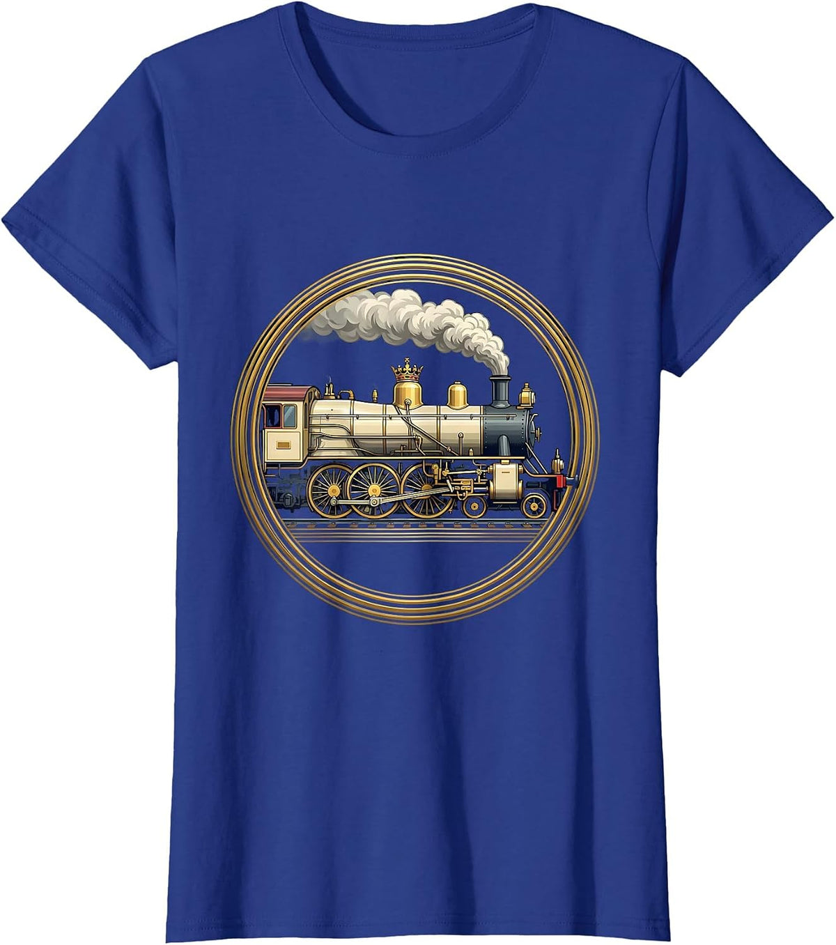 Women's Heraldic Big Boy 4014 Steam Locomotive Enthusiast Retro T-Shirt - Royal Blue