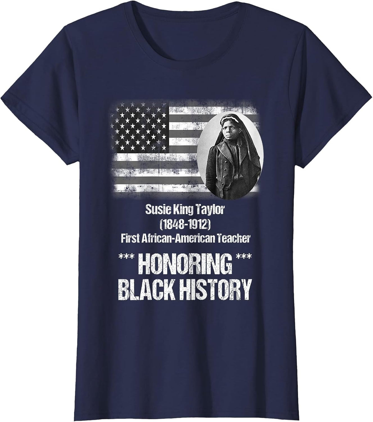 Susie King Taylor First African American Teacher T-Shirt - Navy Blue