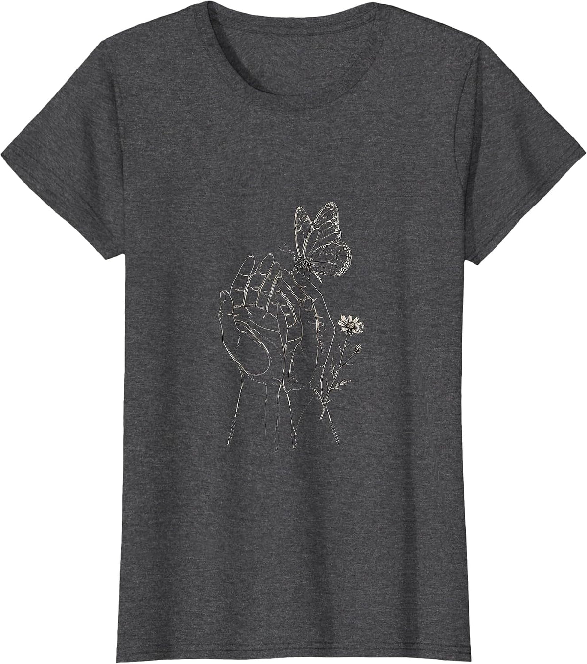 Women's Be Kind Child Releasing Butterfly Graphic T-Shirt - Dark Heather Grey