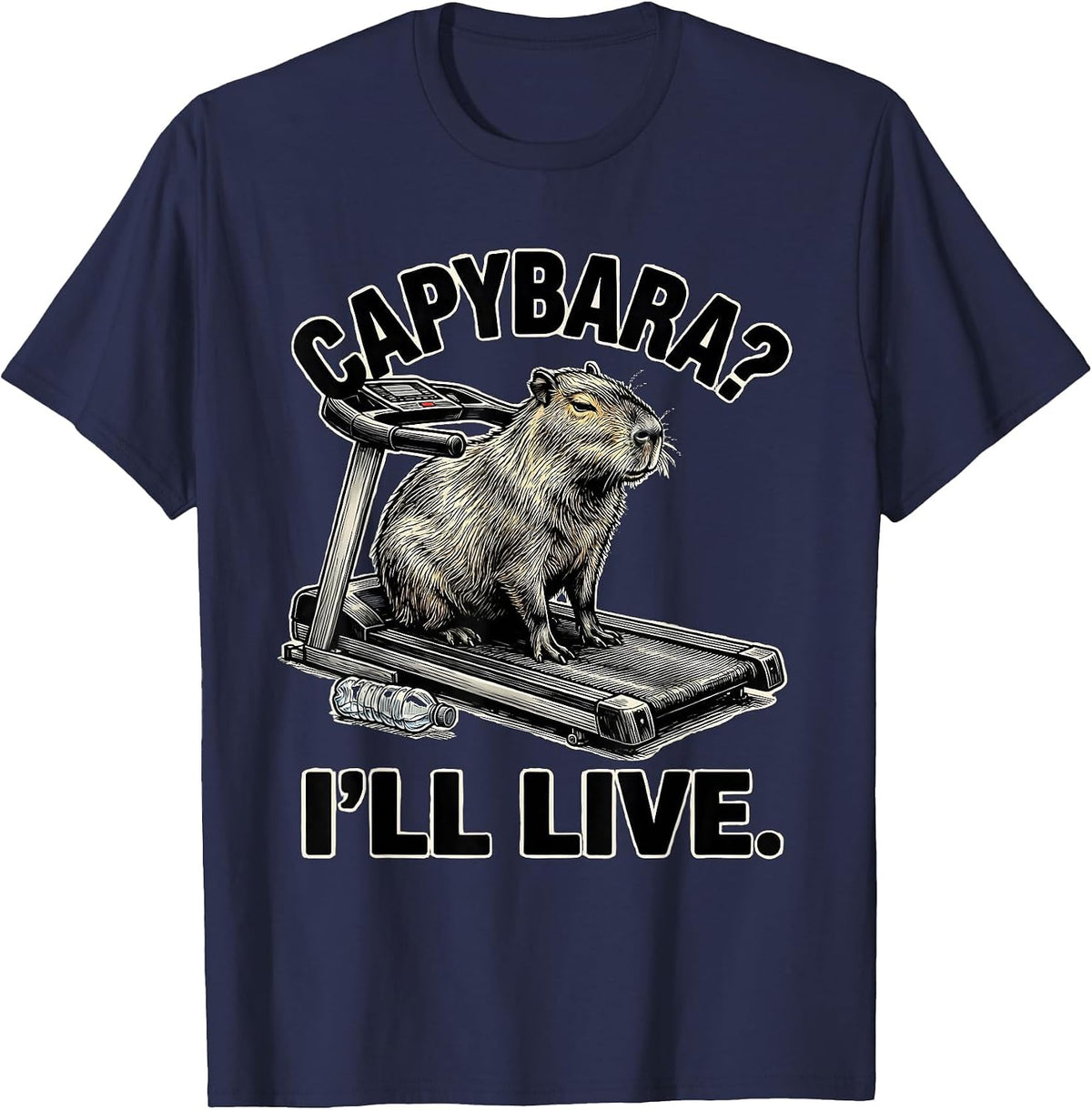 Capybara? I'll Live Funny Animal Lover Meme Humor T-Shirt - Navy Blue
