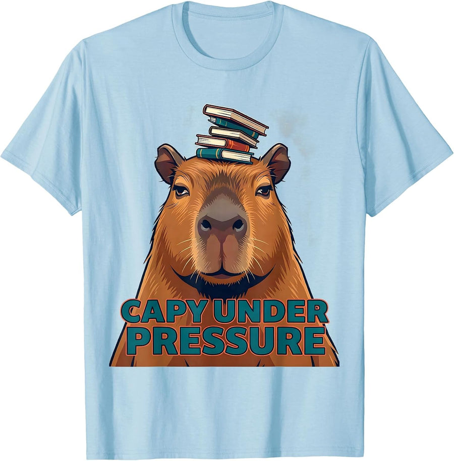 Men's Capy Under Pressure Funny Capybara Meme Animal Humor T-Shirt - Baby Blue
