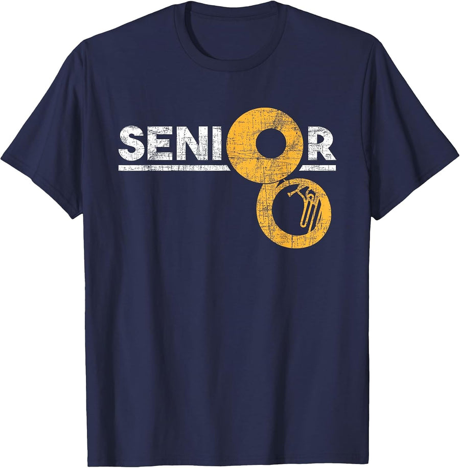 Senior - Sousaphone Player Musical Instrument Lover T-Shirt - Navy Blue