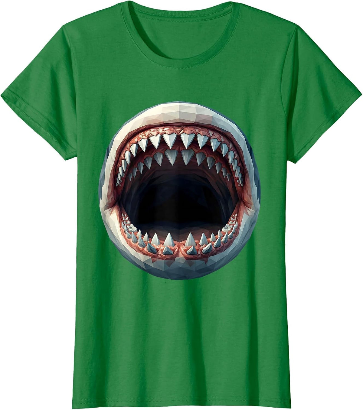 Shark Teeth Close-Up Detail Graphic T-Shirt - Kelly Green