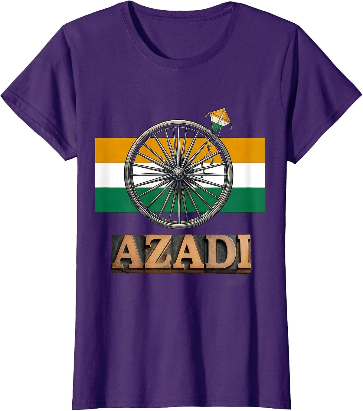 Women's Flag Wheel Tricolor National Pride T-Shirt - Purple