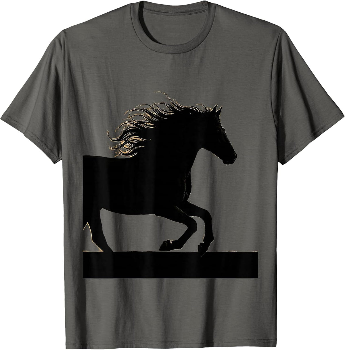 Men's Galloping Horse Country Western Graphic Tee T-Shirt - Asphalt Grey