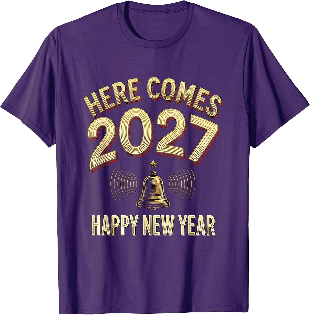 Here Comes 2027 Happy New Year Festive Party Family Matching T-Shirt - Purple