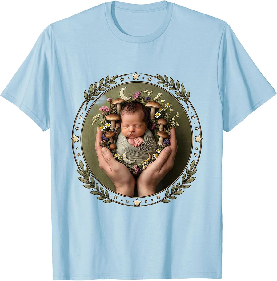 Men's Pediatric Nurse Newborn Cradle Illustration T-Shirt - Baby Blue