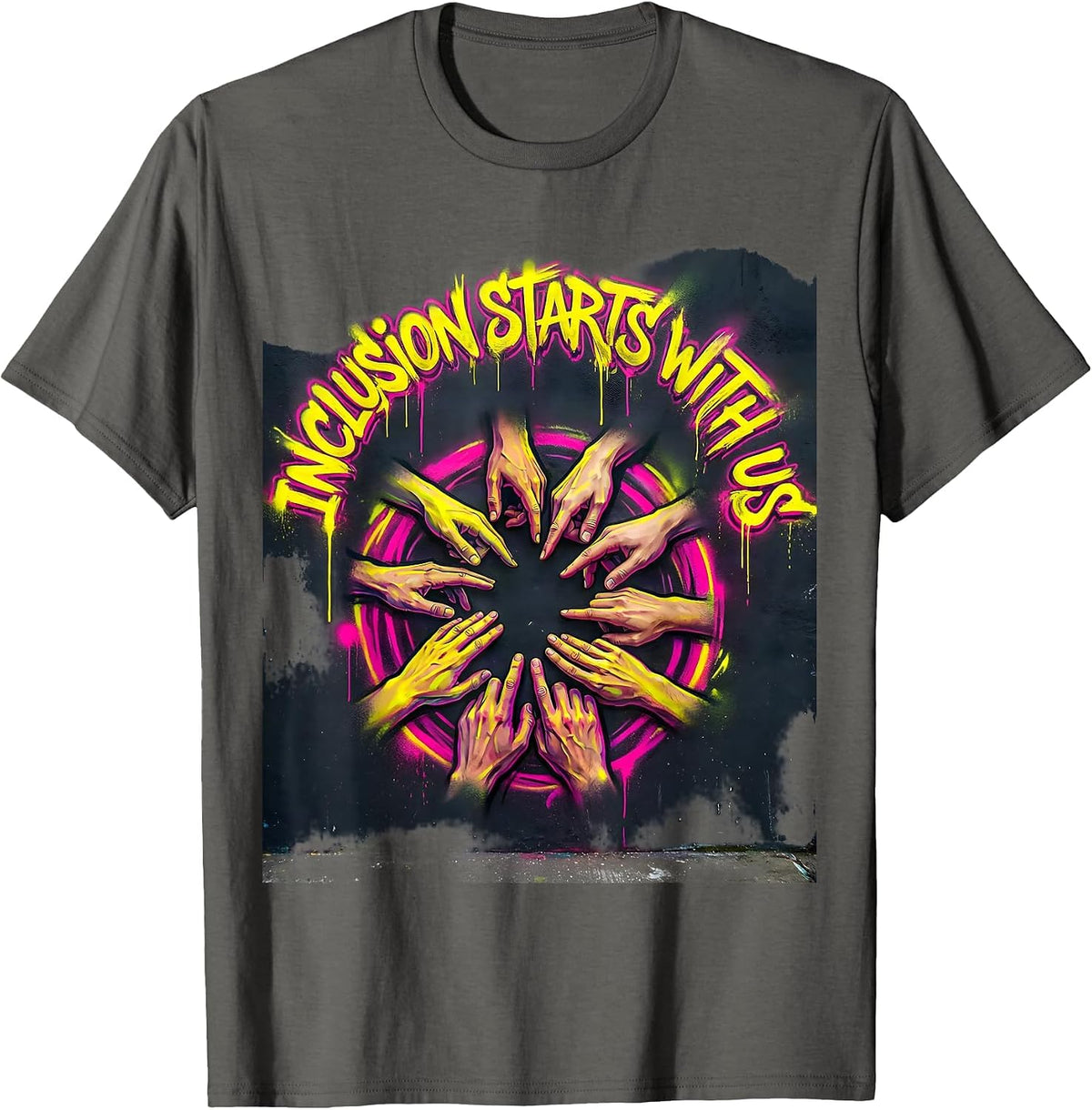 Inclusion Starts With Us Special Education Design T-Shirt - Asphalt Grey