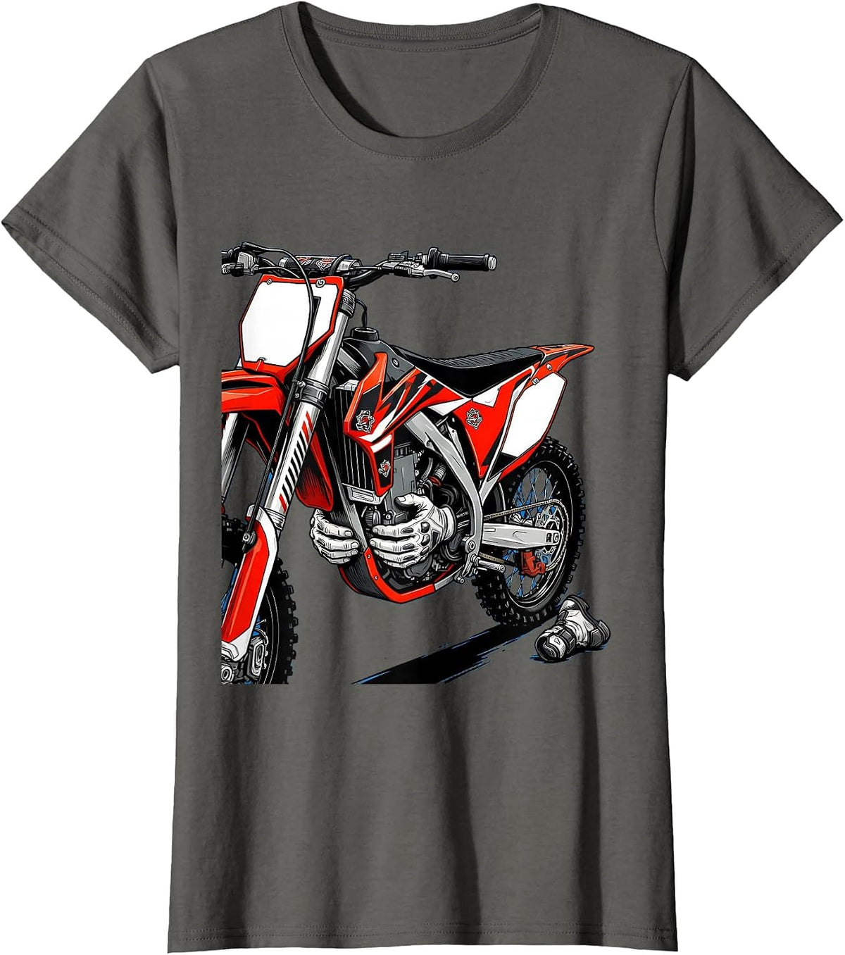 Women's Dirt Bike Racing Livery Graphic Biker Gift T-Shirt - Asphalt Grey