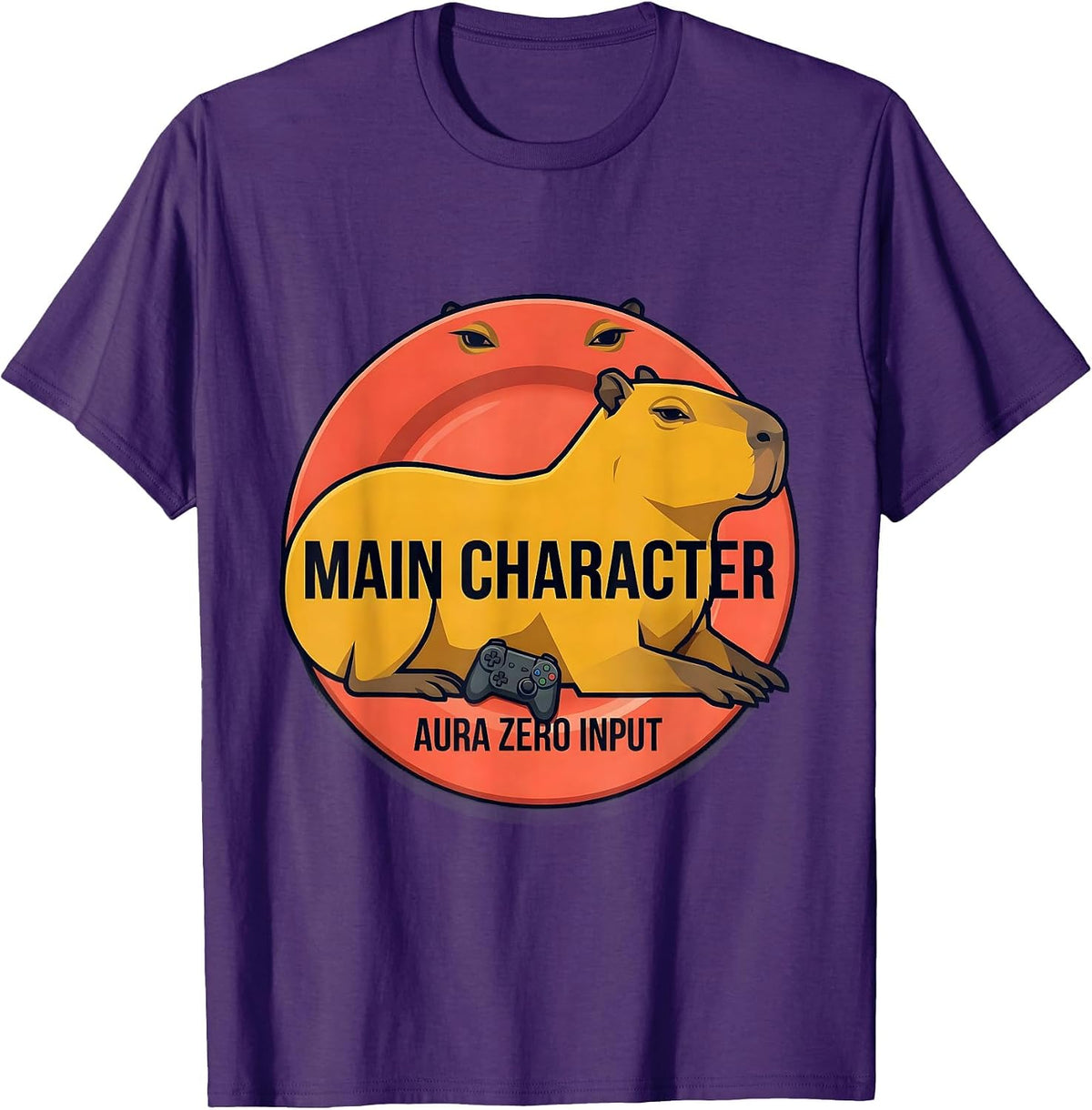 Men's Main Character Aura Zero Input Funny Capybara Gamer Meme T-Shirt - Purple