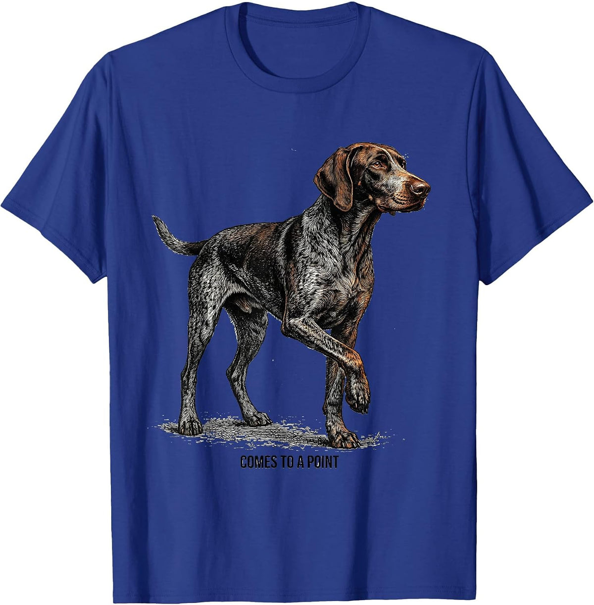 Men's Comes To A Point Funny German Shorthaired Pointer Dog Lover T-Shirt - Royal Blue