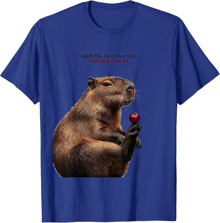 Director Of Capy Calm Christmas Term Funny Capybara Animal T-Shirt - Royal Blue
