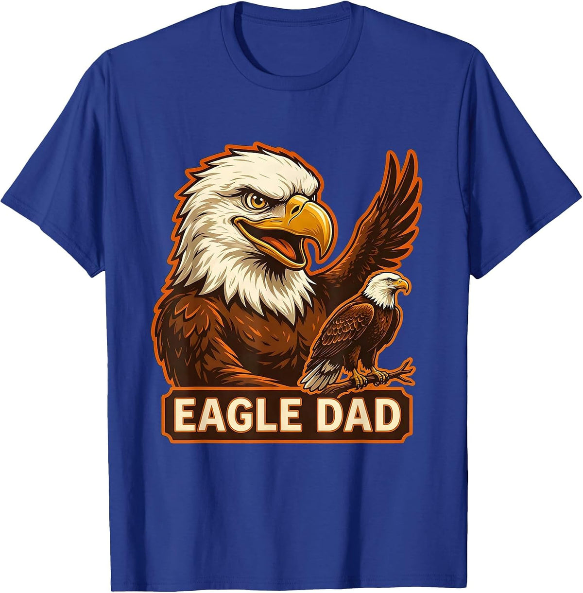 Men's Eagle Dad Retro Advertising Mascot Wildlife Lover Pride Kids T-Shirt - Royal Blue
