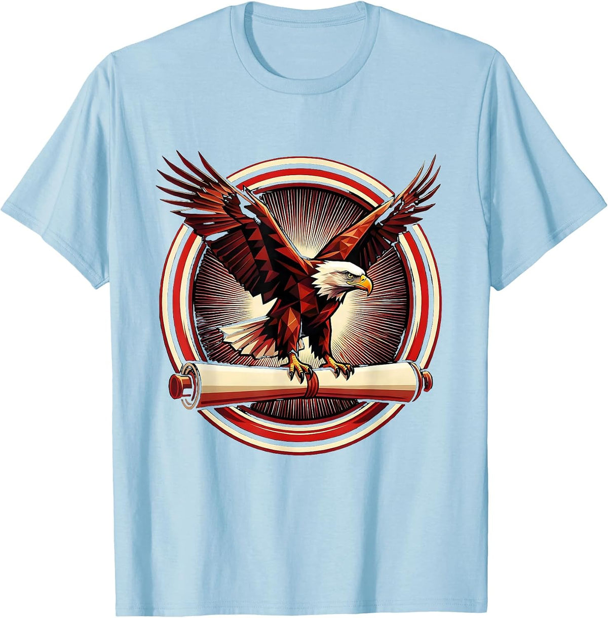 Men's Eagle on Parchment First Amendment Patriotic Design T-Shirt - Baby Blue