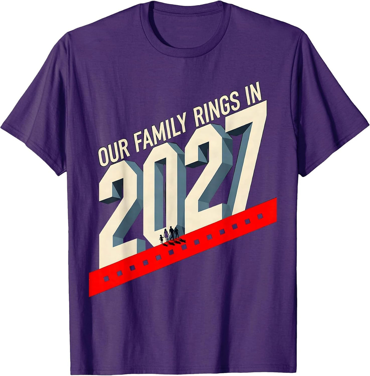Men's Our Family Rings In 2027 Constructivist Poster Family T-Shirt - Purple