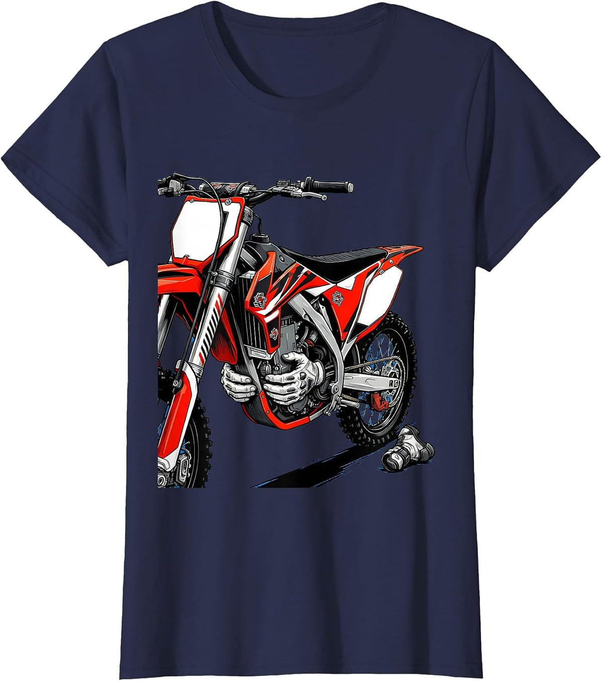 Women's Dirt Bike Racing Livery Graphic Biker Gift T-Shirt - Navy Blue