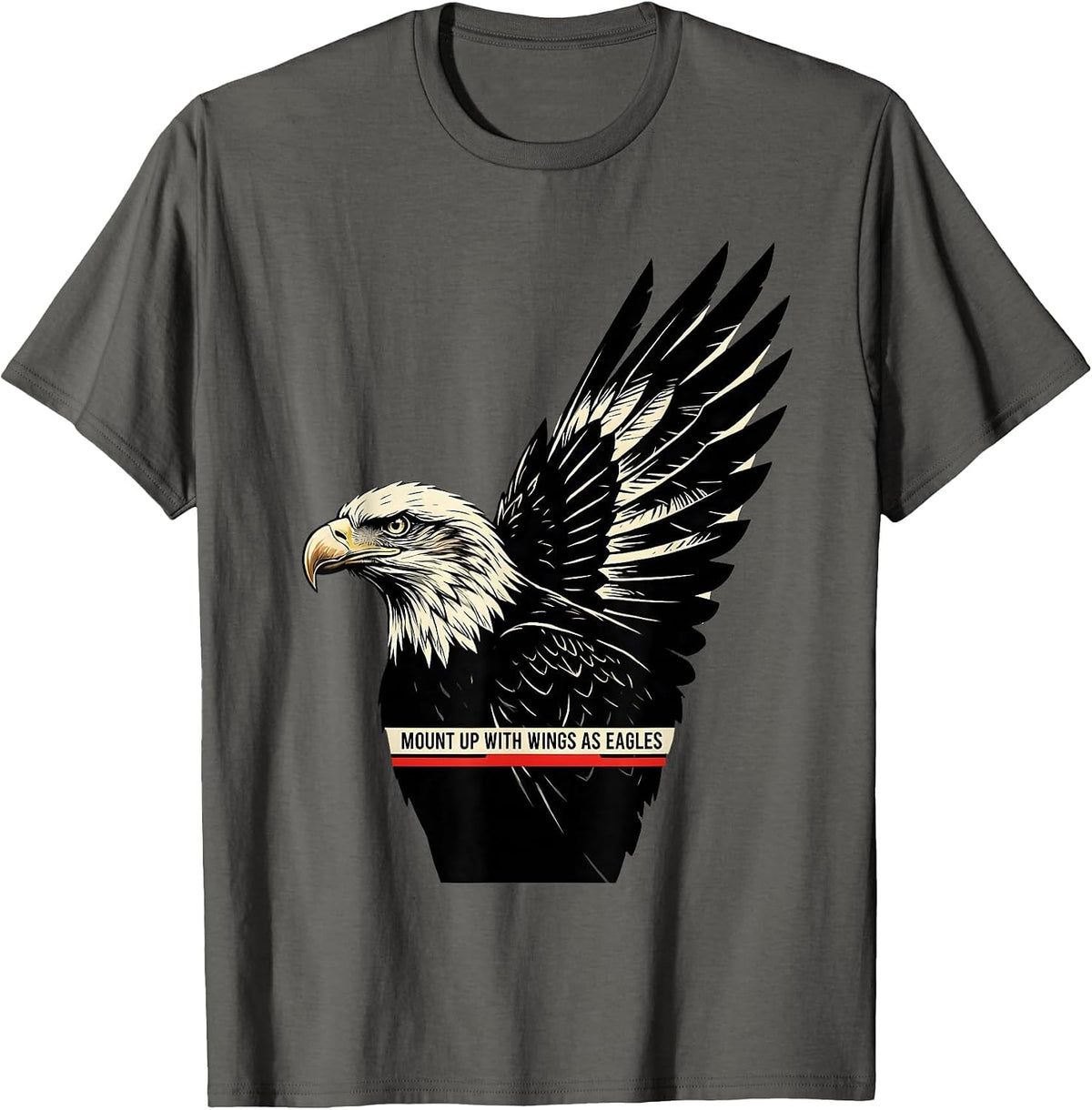 Men's Mount Up With Wings As Eagles Stencil Graphic Eagle Lover T-Shirt - Asphalt Grey