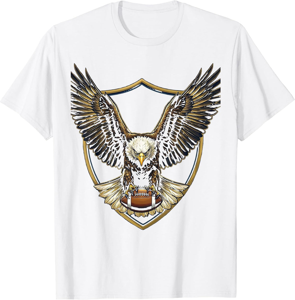 Men's Bold Eagle Clutching Football Mid-Dive Graphic T-Shirt - White