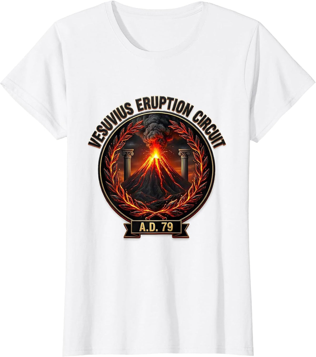 Vesuvius Eruption Circuit A.D. 79 Funny Volcano History T-Shirt - White