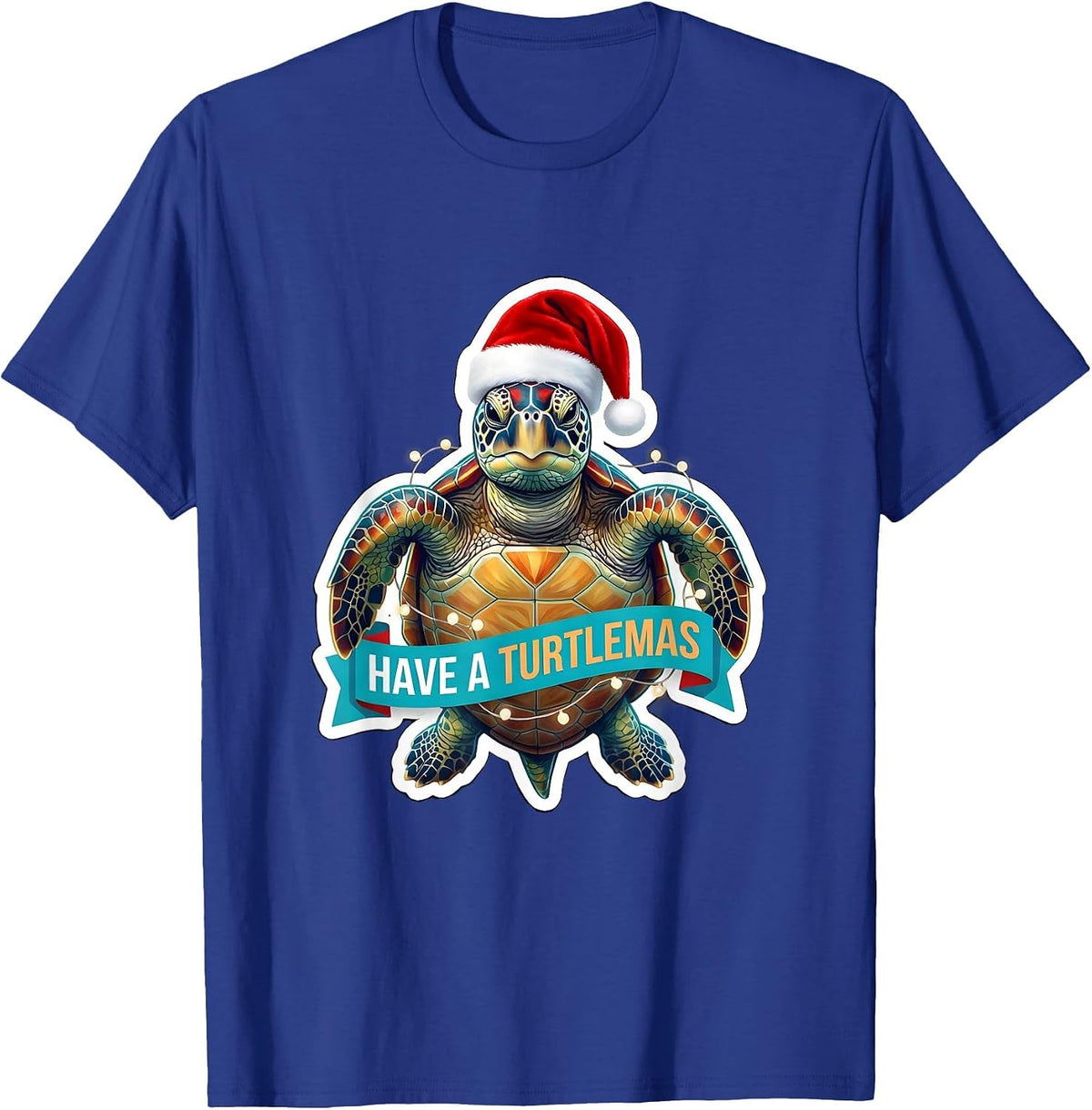 Have A Turtlemas Cheerful Sea Turtle Santa Hat Holiday T-Shirt - Royal Blue