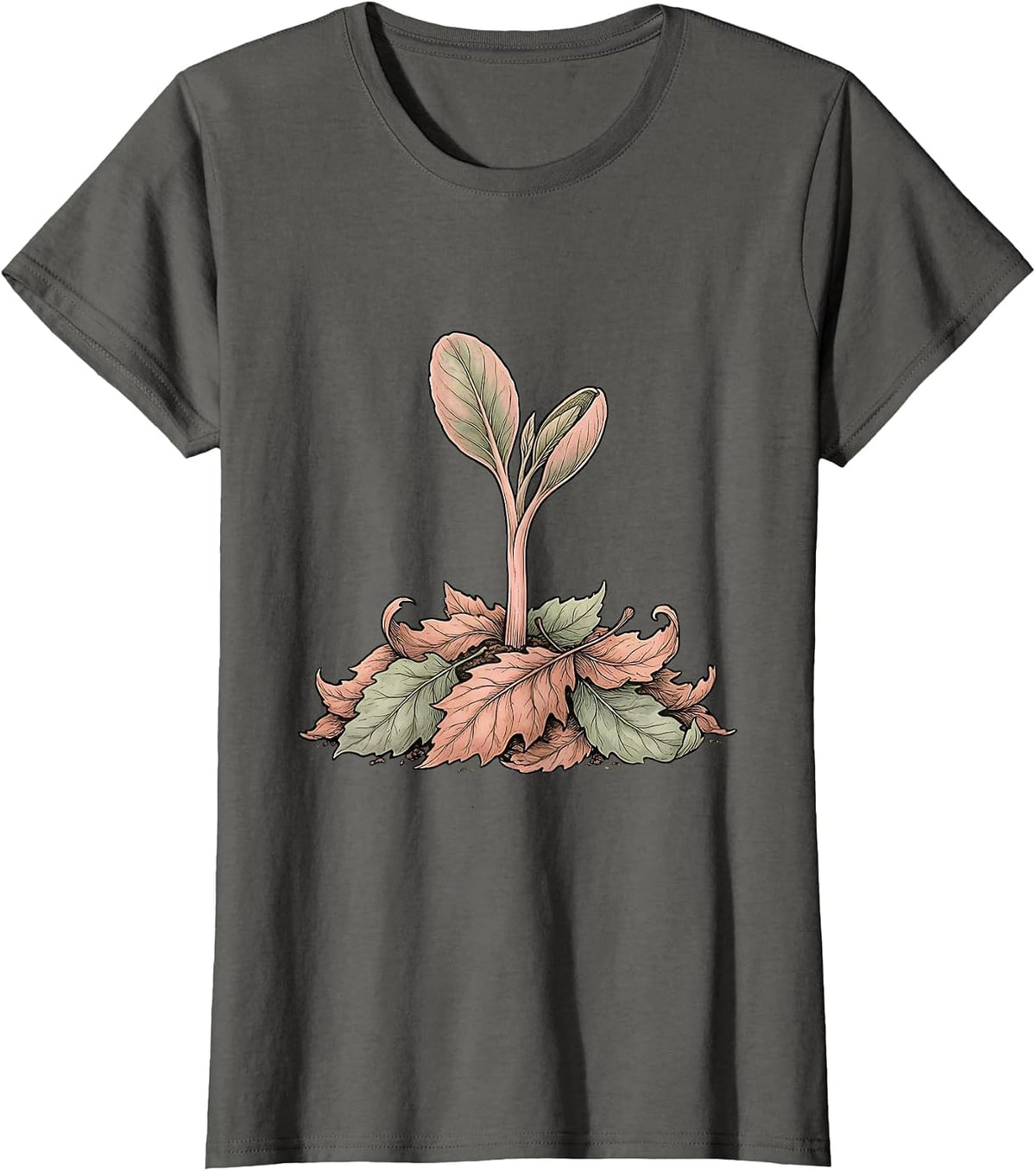 Women's Suicide Prevention Awareness Seedling Growth Art T-Shirt - Asphalt Grey