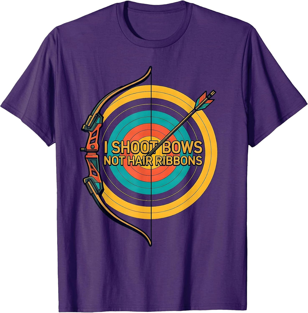 Men's I Shoot Bows, Not Hair Ribbons Funny Archery Bowhunter Deer T-Shirt - Purple