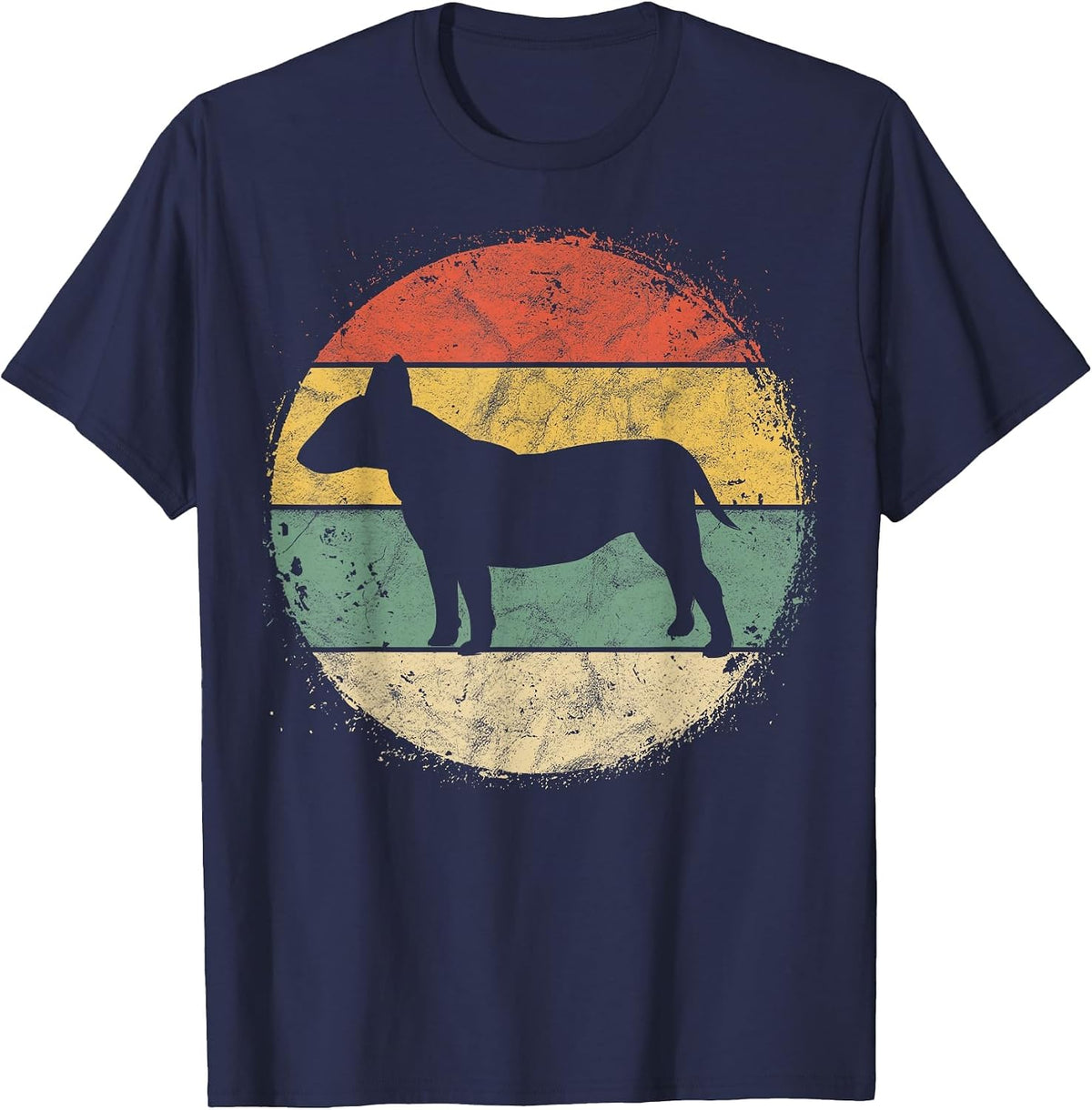Circular Retro Bull Terrier Owner Bully Parents Dog Mom T-Shirt - Navy Blue