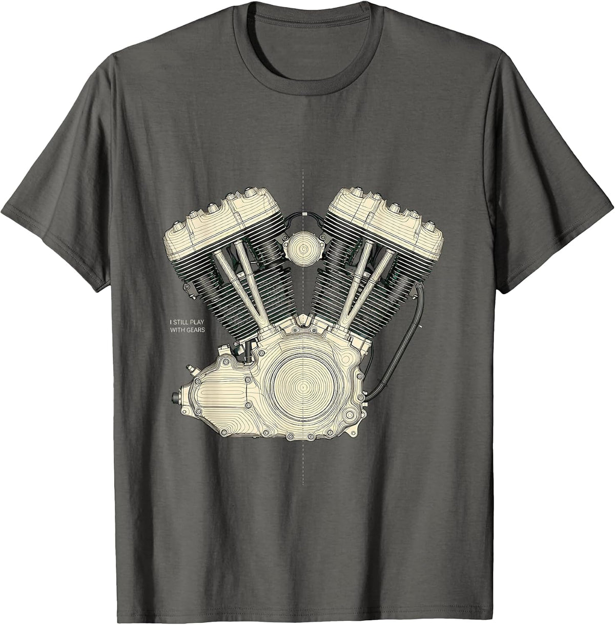 Men's I Still Play With Gears Vintage Mechanic Garage Motor Engine T-Shirt - Asphalt Grey