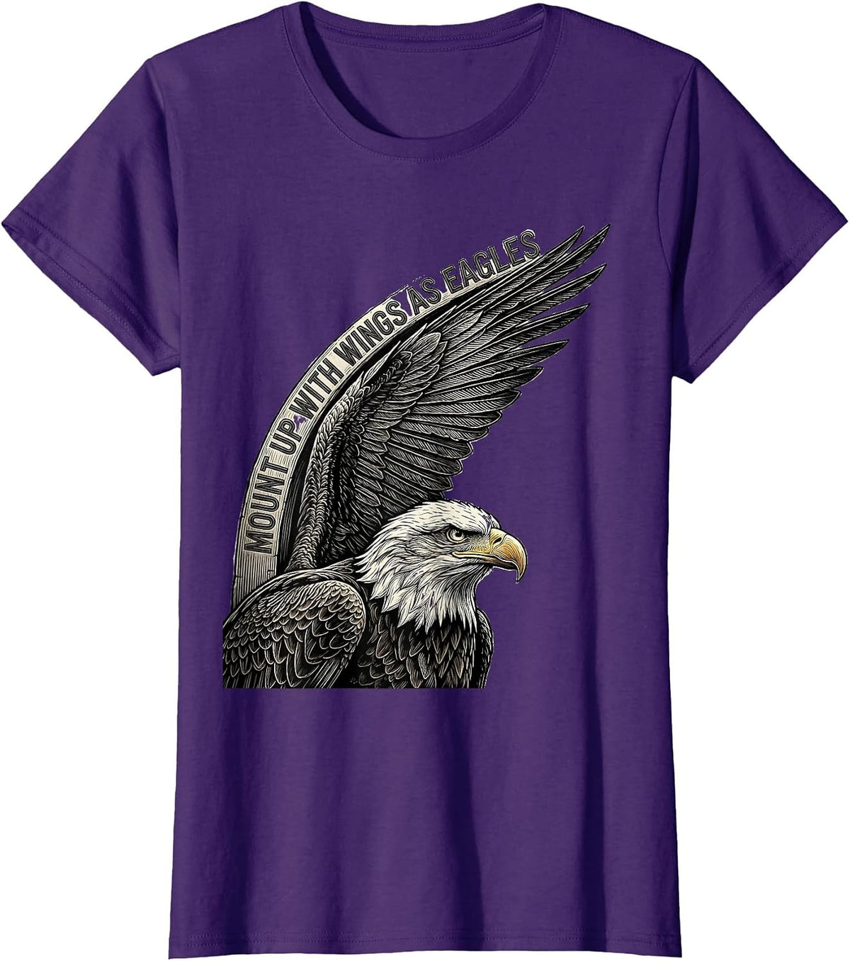Women's Mount Up With Wings As Eagles Line Art Eagle Lover Gift T-Shirt - Purple