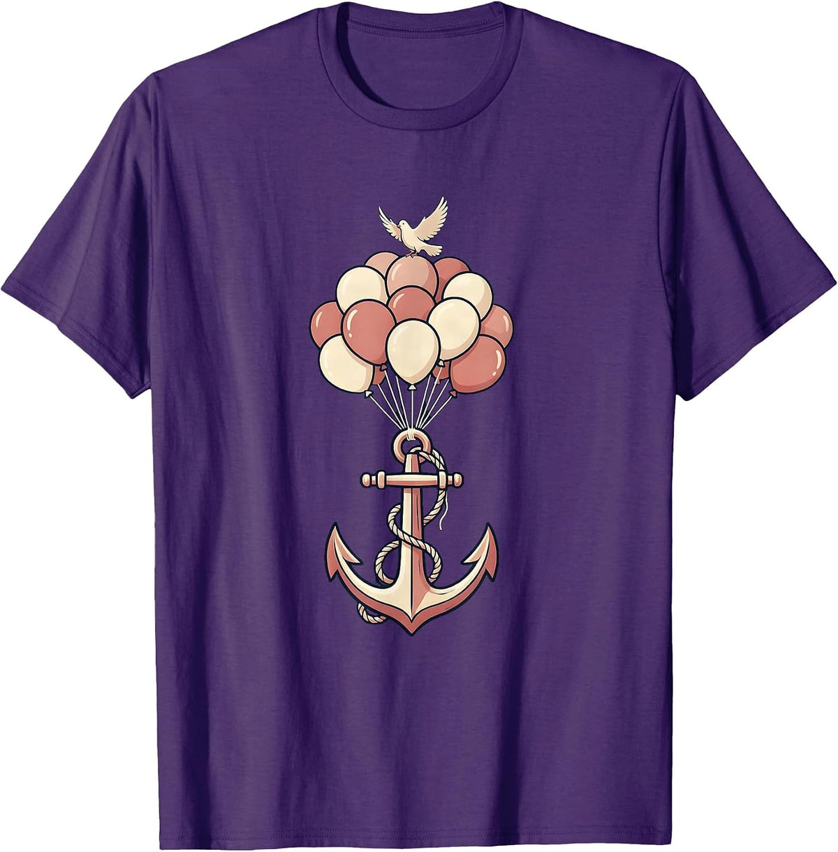 Suicide Prevention Awareness Anchor Balloon Art T-Shirt - Purple