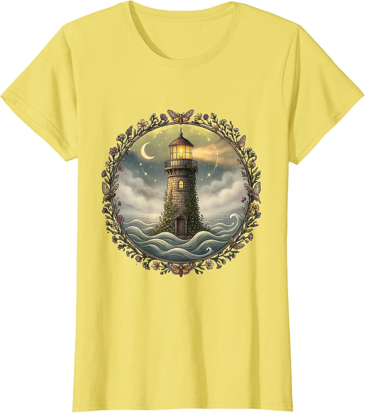 Suicide Prevention Awareness Lighthouse Beam Design T-Shirt - Lemon Yellow