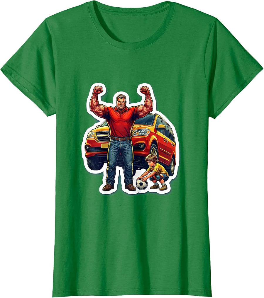 Women's Super Dad Minivan Lift Soccer Hero Graphic T-Shirt - Kelly Green