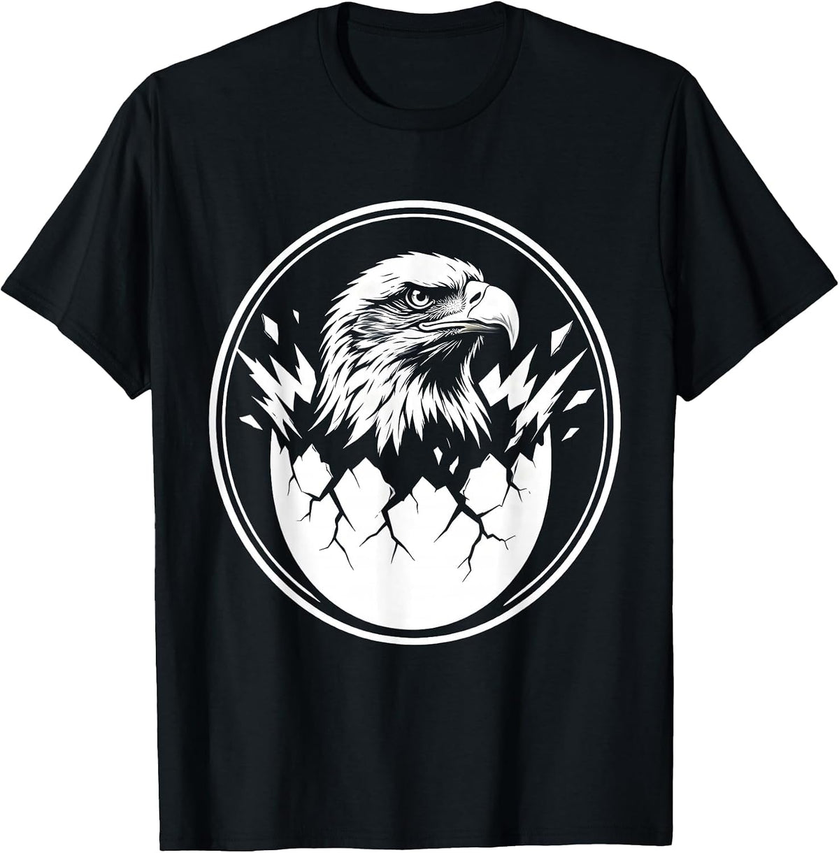 Men's Eagle Hatching Freedom USA Patriotic Graphic T-Shirt - Black