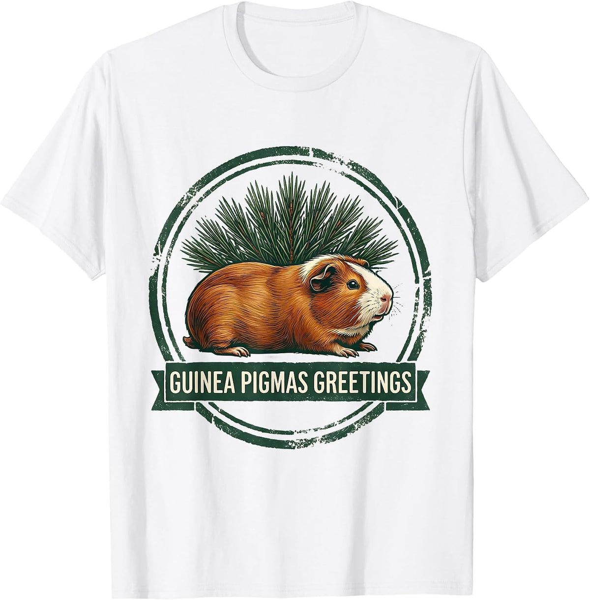 Men's Guinea Pigmas Greetings Rubber Stamp Funny Guinea Pig T-Shirt - White