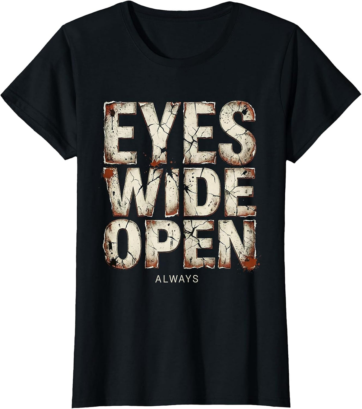 Eyes Wide Open Always Anime Graphic Design T-Shirt - Black