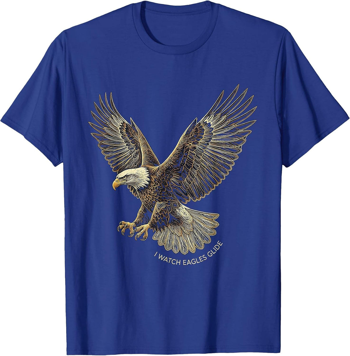 I Watch Eagles Glide Topographic Contour Eagle Wildlife Art T-Shirt - Royal Blue