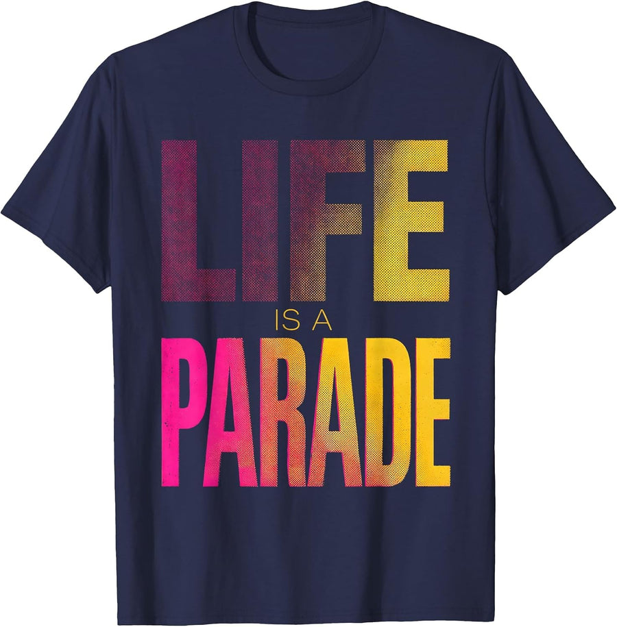 Life Is A Parade Mardi Gras Festive Design T-Shirt - Navy Blue