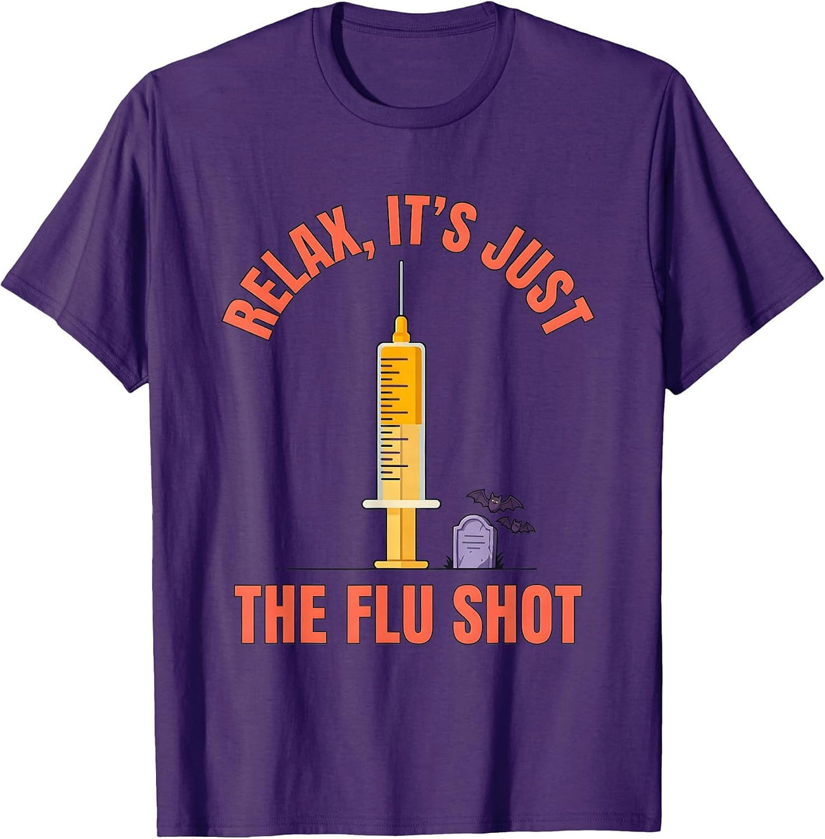 Men's Relax It's Just The Flu Shot Funny Halloween Nurse Ghost T-Shirt - Purple