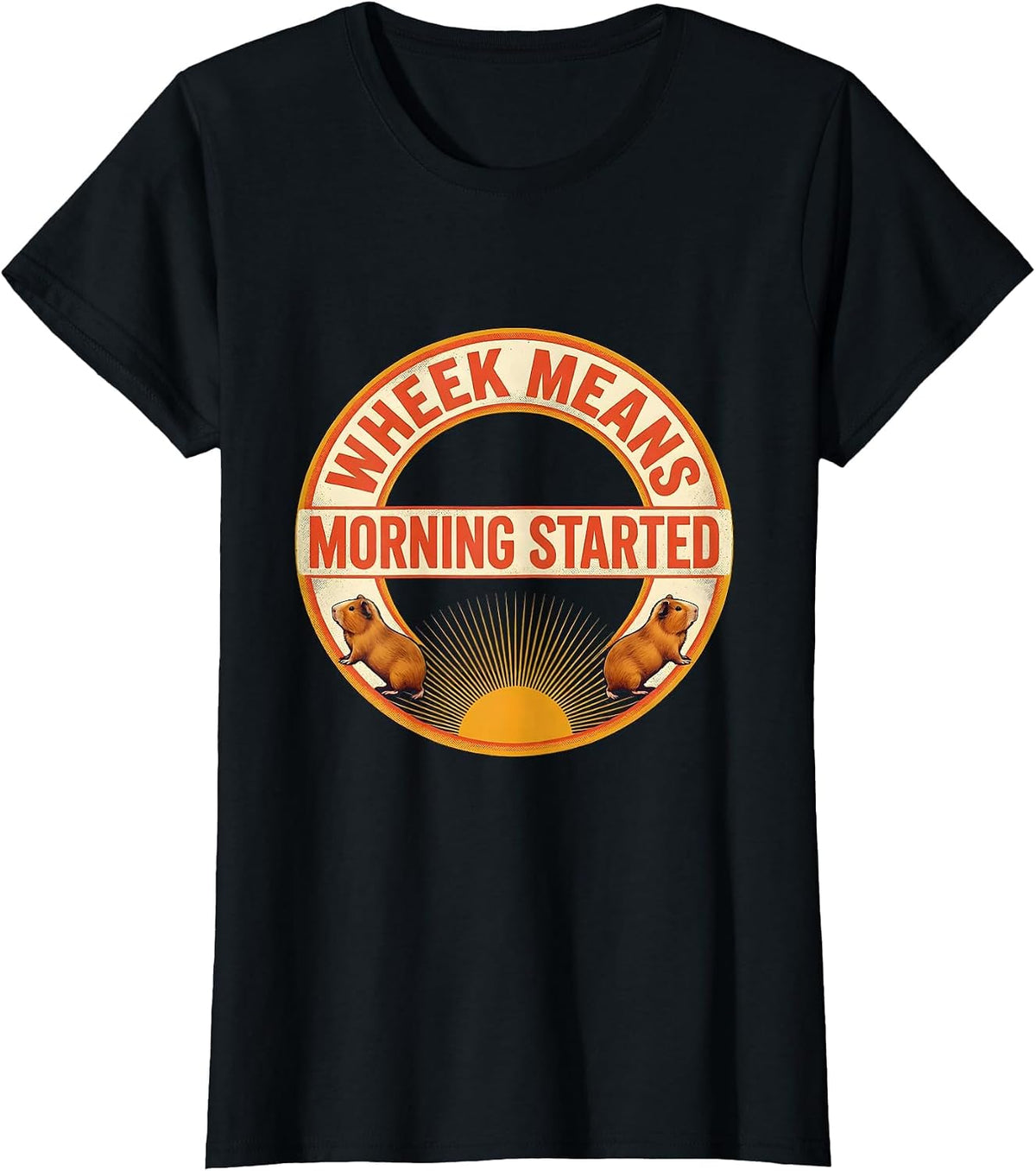 Women's Wheek Means Morning Started Funny Guinea Pig Pet Lover Humor T-Shirt - Black