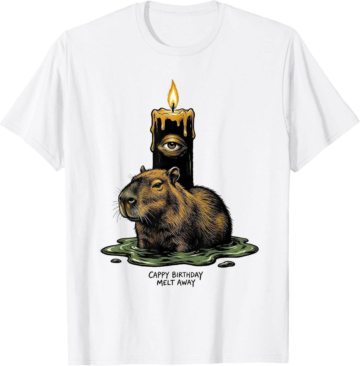 Men's Cappy Birthday Melt Away Cute Kawaii Capybara Birthday Gift T-Shirt - White