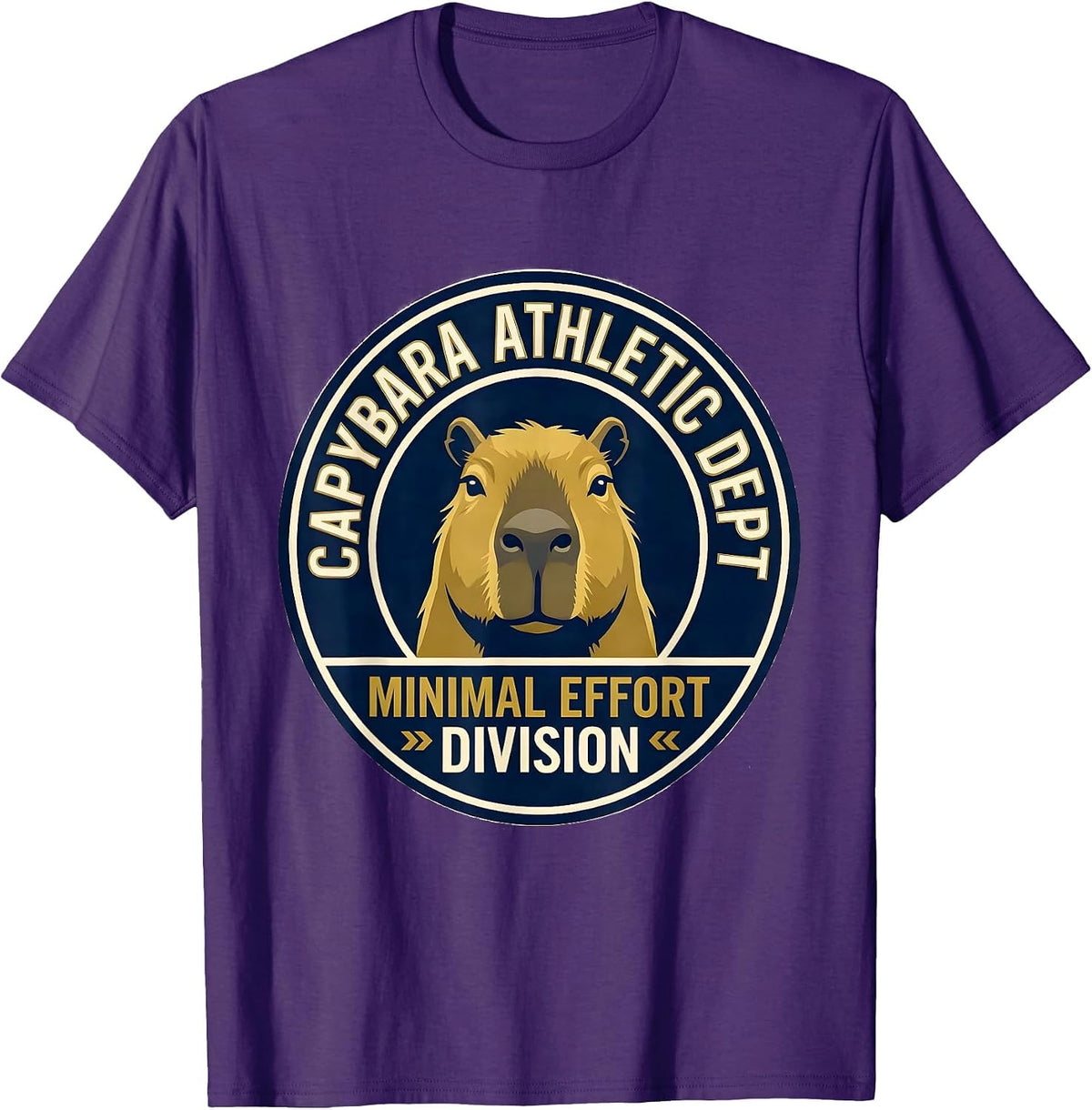 Men's Capybara Athletic Dept: Minimal Effort Division Funny T-Shirt - Purple