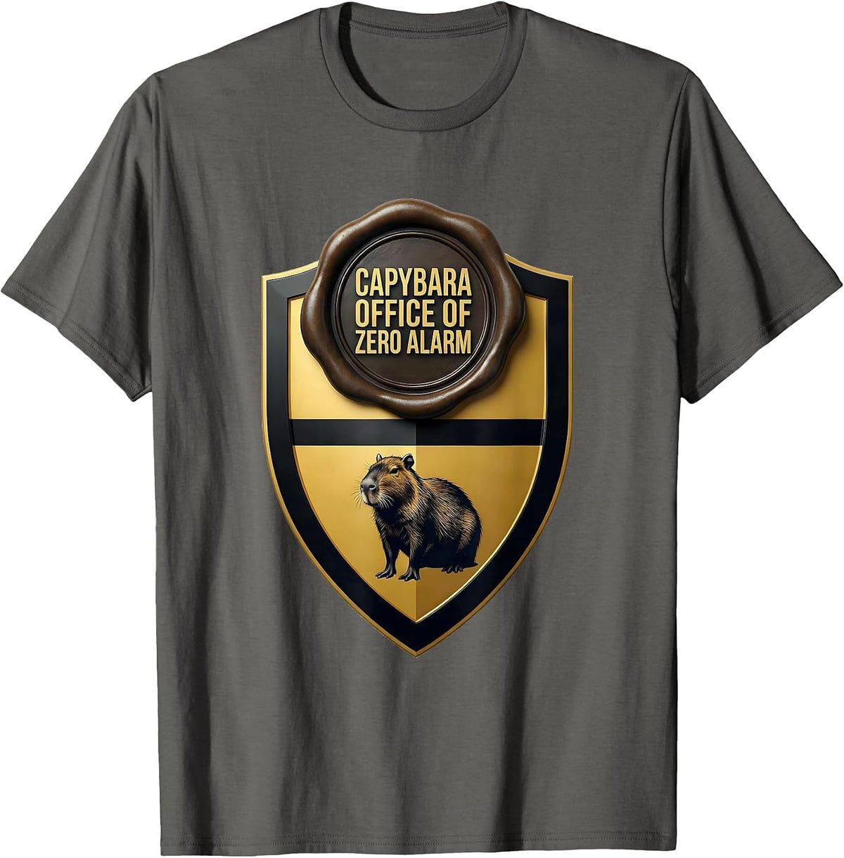 Men's Capybara Office Of Zero Alarm Funny Animal Meme Humor T-Shirt - Asphalt Grey
