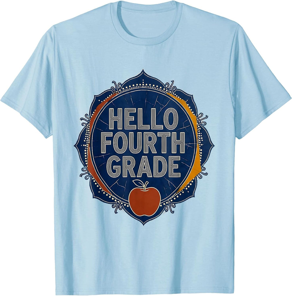 Men's Hello Fourth Grade Batik Tie Dye Back To School Grade Level T-Shirt - Baby Blue