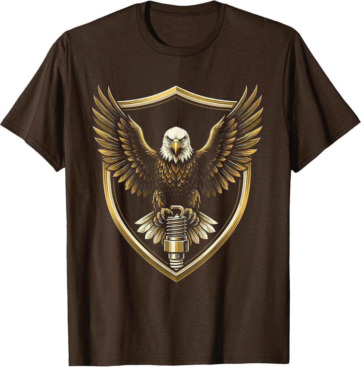 Men's Valley Forge Automotive Bald Eagle Spark Plug T-Shirt - Brown