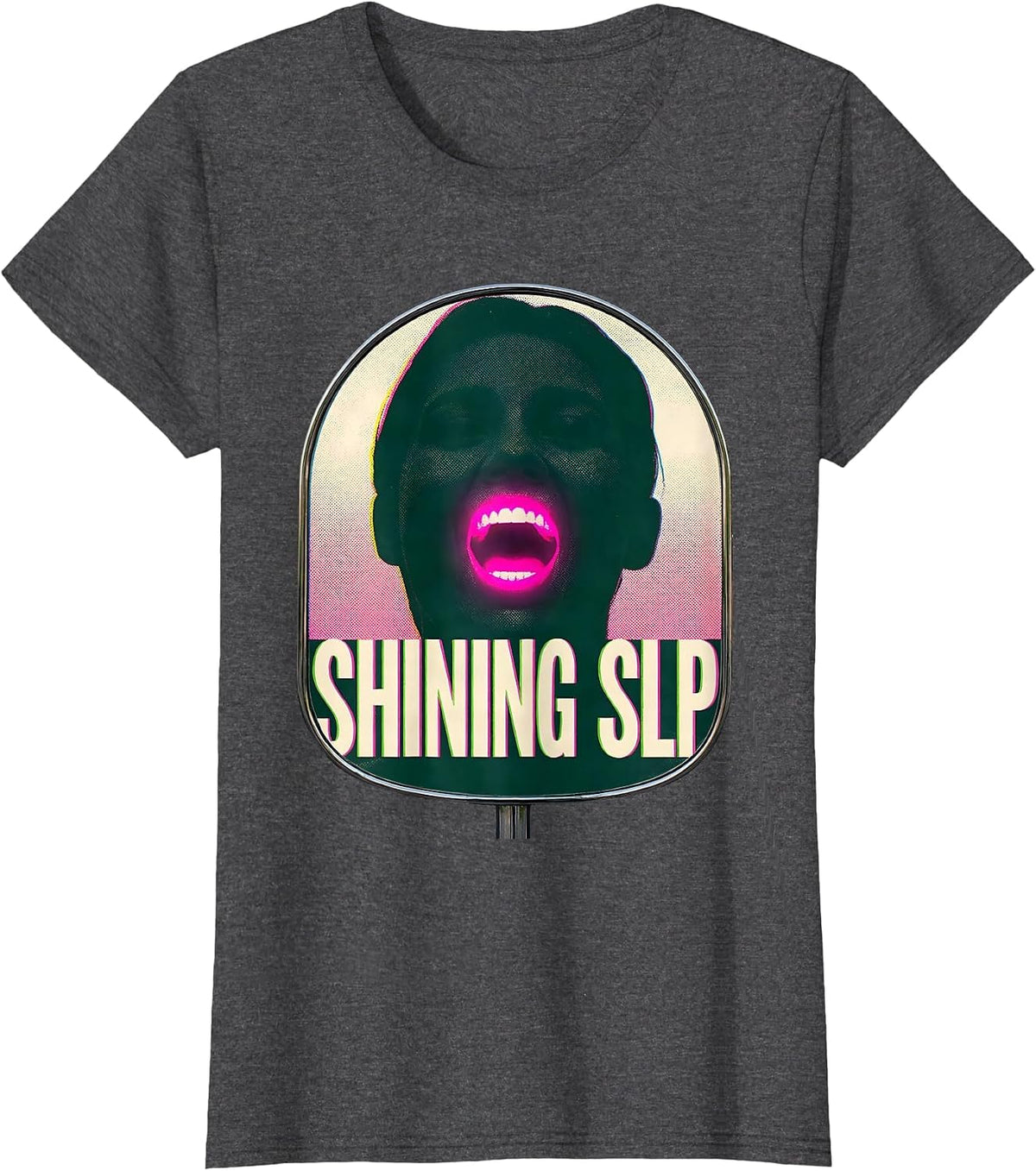 Women's Shining SLP Retro Speech Language Pathologist Therapist T-Shirt - Dark Heather Grey