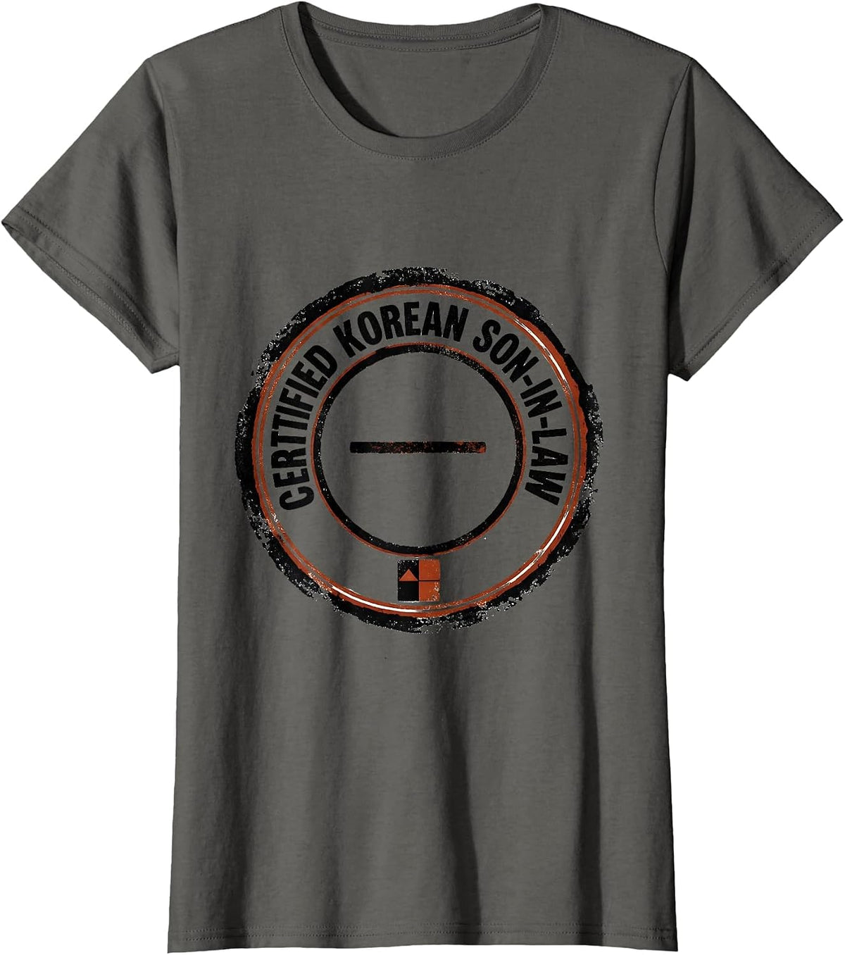 Women's Certified Korean Son-In-Law Funny Heritage Rubber Stamp T-Shirt - Asphalt Grey