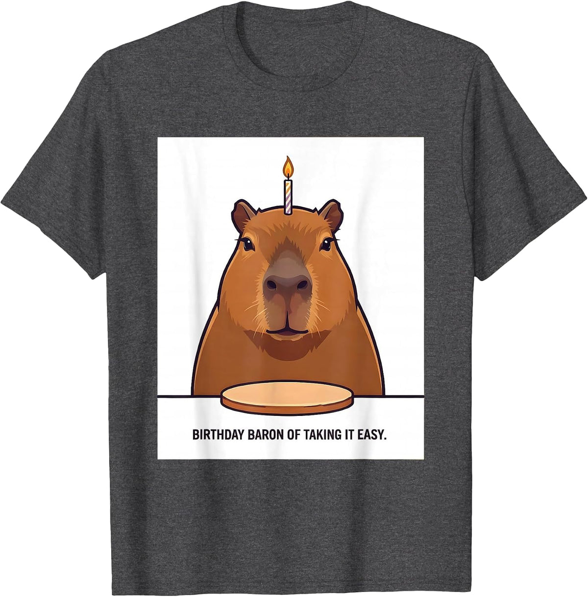 Birthday Baron of Taking It Easy Funny Capybara Kawaii T-Shirt - Dark Heather Grey